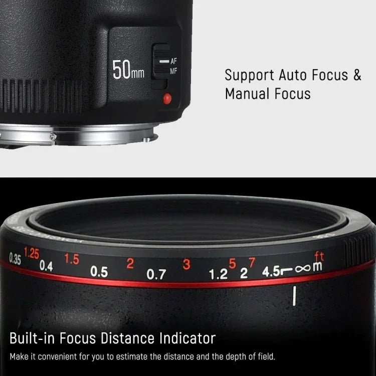 YONGNUO YN50MM F1.8C II F1.8 Auto Focus Lens for Canon EF Mount New Lens, YN50mm F1.8C II