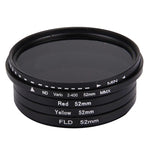JUNESTAR 4-in-1 Profi-52-mm-Objektivfilter (ND2-400 + Rot + Gelb + FLD/Lila) für GoPro HERO5/4s/4/3+/3/2, Xiaomi Xiaoyi Yi I/II 4K und SJCAM Sport-Action-Kameras, 4-in-1-52-mm-Objektiv