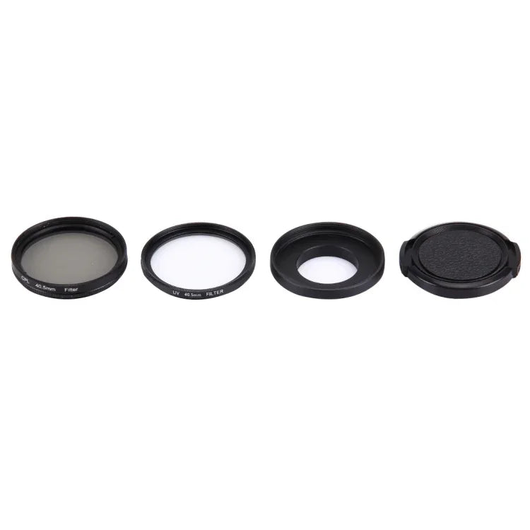 JUNESTAR 4-in-1 Profi-Objektiv: 40,5-mm-Filter (CPL + UV), wasserdichtes Gehäuse, Adapterring und Objektivschutzkappe für GoPro HERO4/3+/3 Action-Kameras.