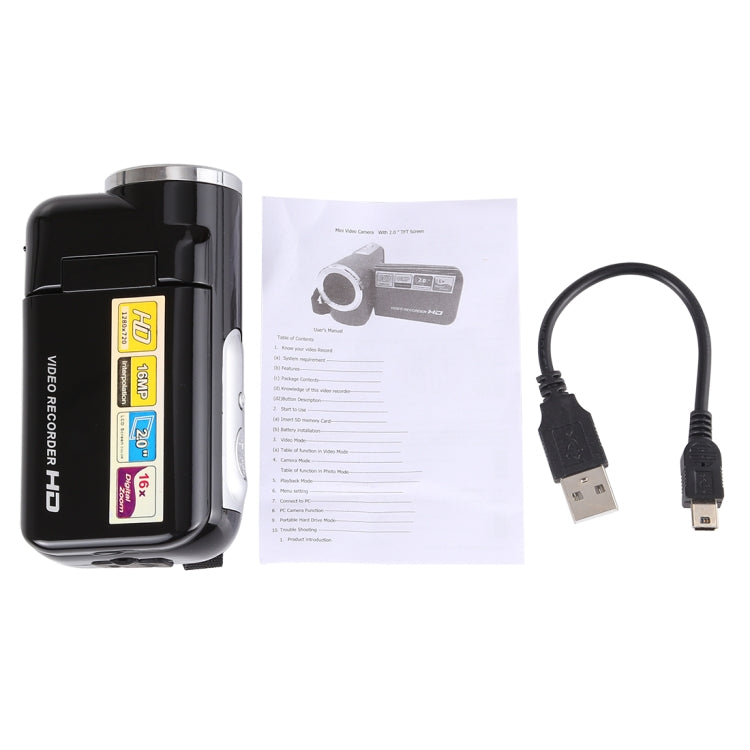 1280x720P HD 16X Digitalzoom 16,0 MP Digitale Videokamera mit 2,0-Zoll-LCD-Bildschirm