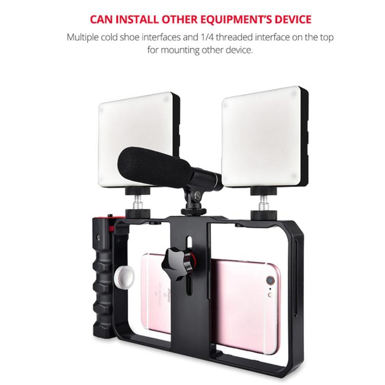 YLG0901B Vlogging Live-Übertragung Smartphone Kunststoffkäfig Video-Rig Filmaufnahme Griff-Stabilisator Halterung für iPhone, Galaxy, Huawei, Xiaomi, HTC, LG, Google und andere Smartphones, YLG0901B