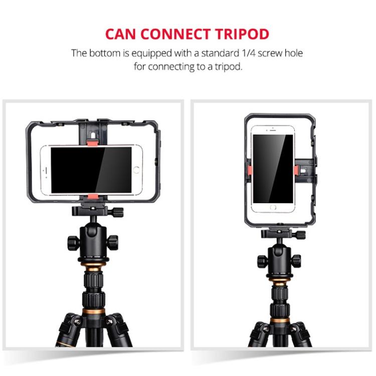 YLG0901B Vlogging Live-Übertragung Smartphone Kunststoffkäfig Video-Rig Filmaufnahme Griff-Stabilisator Halterung für iPhone, Galaxy, Huawei, Xiaomi, HTC, LG, Google und andere Smartphones, YLG0901B