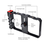 YLG0901B Vlogging Live-Übertragung Smartphone Kunststoffkäfig Video-Rig Filmaufnahme Griff-Stabilisator Halterung für iPhone, Galaxy, Huawei, Xiaomi, HTC, LG, Google und andere Smartphones, YLG0901B