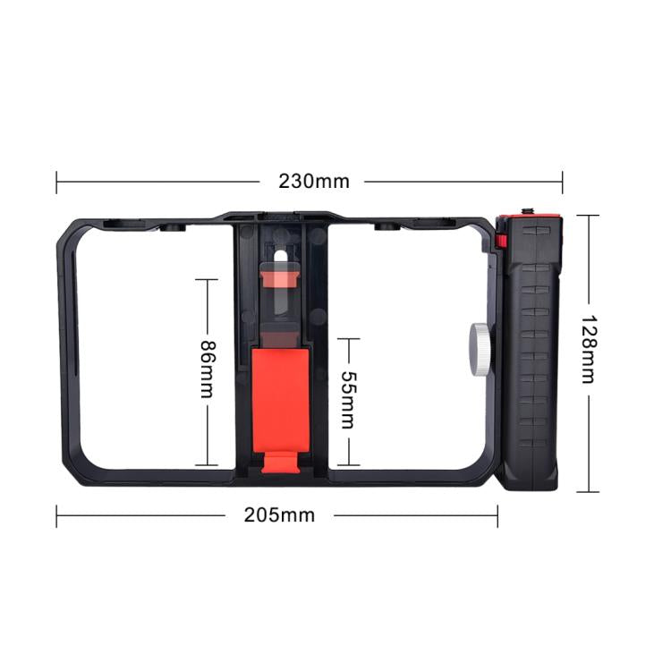 YLG0901B Vlogging Live-Übertragung Smartphone Kunststoffkäfig Video-Rig Filmaufnahme Griff-Stabilisator Halterung für iPhone, Galaxy, Huawei, Xiaomi, HTC, LG, Google und andere Smartphones, YLG0901B