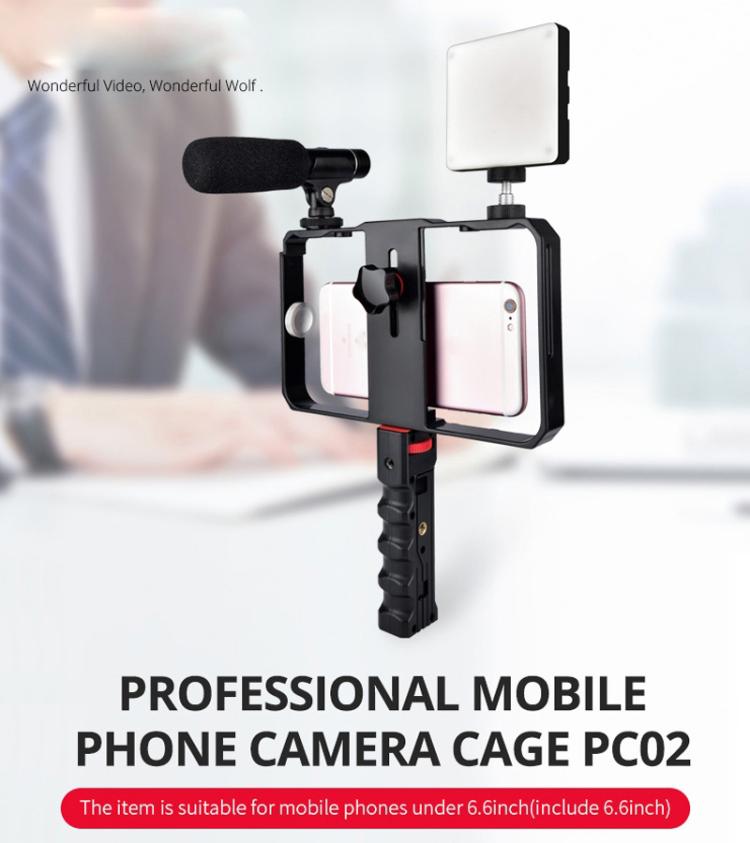 YLG0901B Vlogging Live-Übertragung Smartphone Kunststoffkäfig Video-Rig Filmaufnahme Griff-Stabilisator Halterung für iPhone, Galaxy, Huawei, Xiaomi, HTC, LG, Google und andere Smartphones, YLG0901B