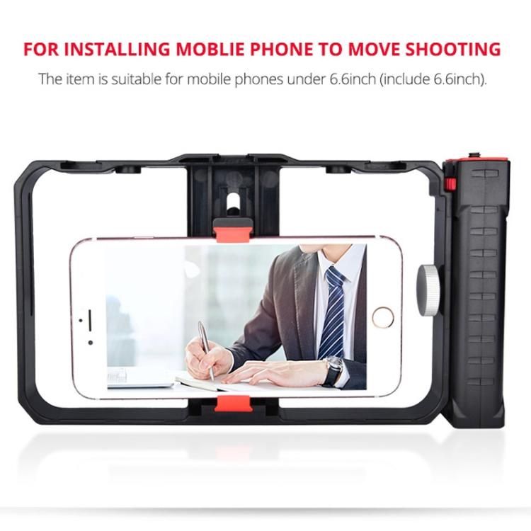 YLG0901B Vlogging Live-Übertragung Smartphone Kunststoffkäfig Video-Rig Filmaufnahme Griff-Stabilisator Halterung für iPhone, Galaxy, Huawei, Xiaomi, HTC, LG, Google und andere Smartphones, YLG0901B