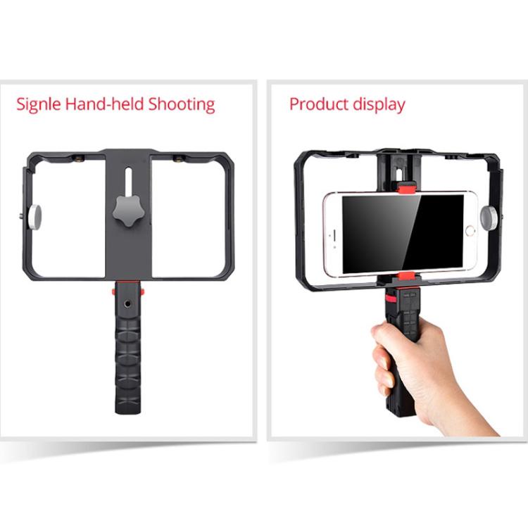 YLG0901B Vlogging Live-Übertragung Smartphone Kunststoffkäfig Video-Rig Filmaufnahme Griff-Stabilisator Halterung für iPhone, Galaxy, Huawei, Xiaomi, HTC, LG, Google und andere Smartphones, YLG0901B