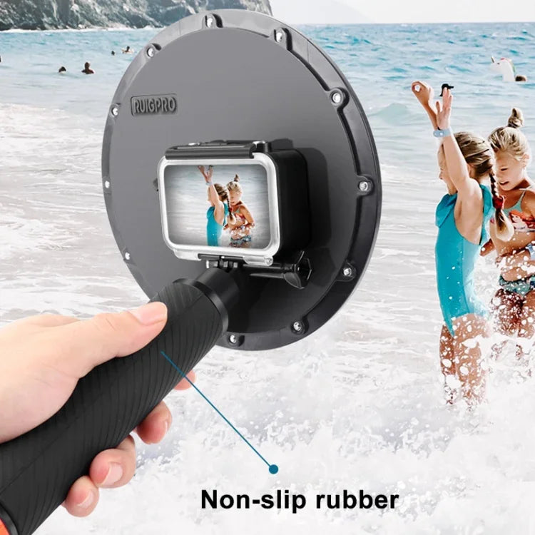 RUIGPRO Schwimmender Handgriff Dome Port Unterwasser-Tauchkameraobjektiv Transparente Abdeckung für DJI Osmo Action, Osmo Action