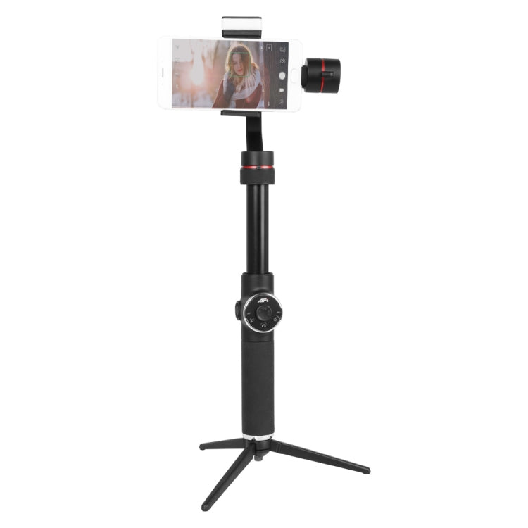 AFI V5 Glatter 3-Achsen Handheld Aluminium Bürstenloser Gimbal-Stabilisator mit Stativhalterung & Aufhelllicht für Smartphones bis 6 Zoll, unterstützt Gesichtserkennung