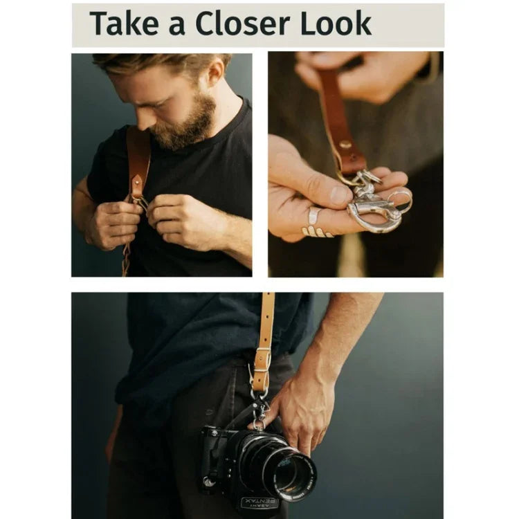 Quick Release Anti-Slip Shoulder Leather Harness Camera Strap with Metal Hook for SLR / DSLR Cameras (Left Shoulder), Left Shoulder, Right Shoulder