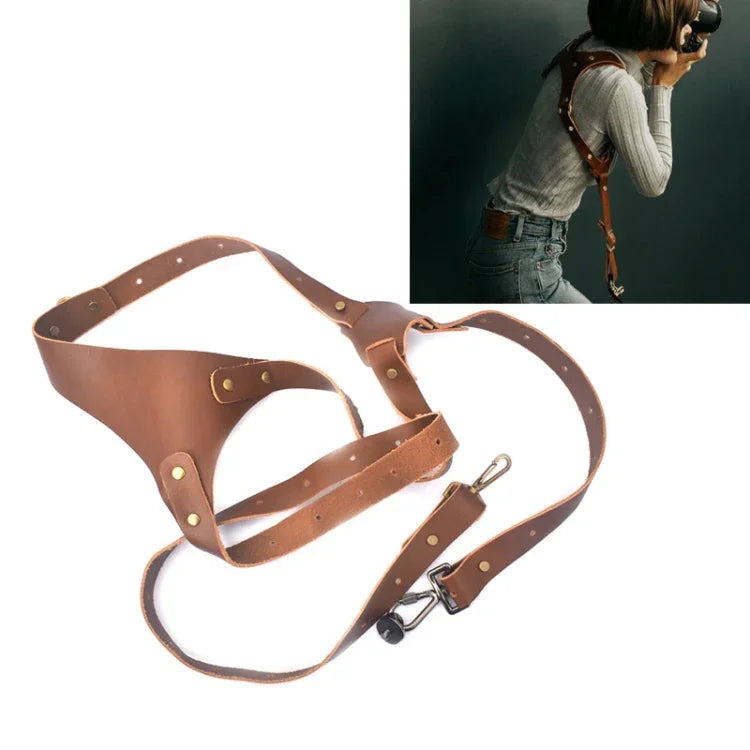 Schnellverschluss-Schultergurt aus Leder mit rutschfestem Metallhaken für SLR-/DSLR-Kameras (linke Schulter), linke Schulter, rechte Schulter