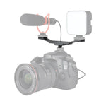 YELANGU YLG0702A Dual Cold Hot Shoe Mount Adapter Aluminum Alloy Extension Bracket, Dual Cold Hot Bracket