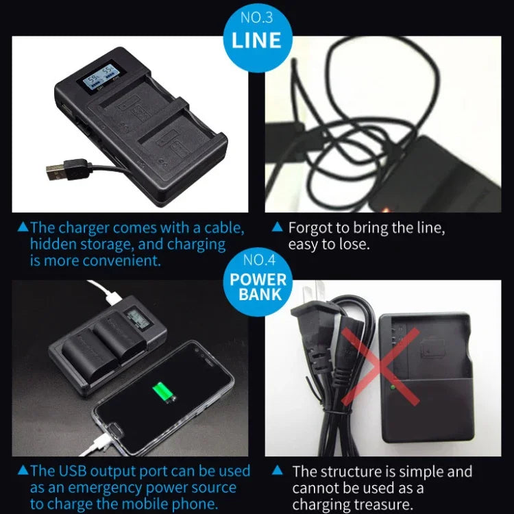 LP-E6 Digitalkamera-SLR-Akkuladegerät mit digitalem LCD-Display für Canon-Serie, LP-E6