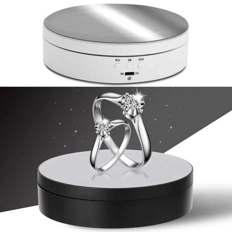 13,8 cm großer, spiegelförmiger Drehteller mit USB-Ladefunktion, 360°-Drehung, ideal für Videoaufnahmen und Fotografie, Tragkraft 3 kg, 13,8 cm Spiegelgröße/Stromversorgung über USB (W)