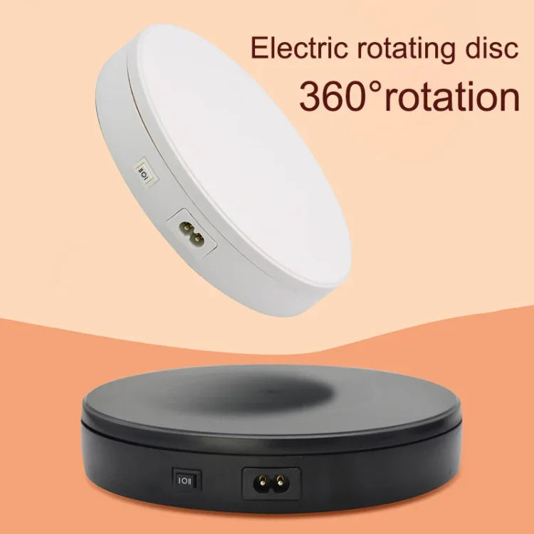 Elektrischer Drehteller, 22 cm, Displayständer, Requisiten für Live-Videoaufnahmen, Drehteller, Schmuck- und Schuhpräsentationsplattform, US-Stecker, 22 cm (Schwarz), 22 cm (Weiß)