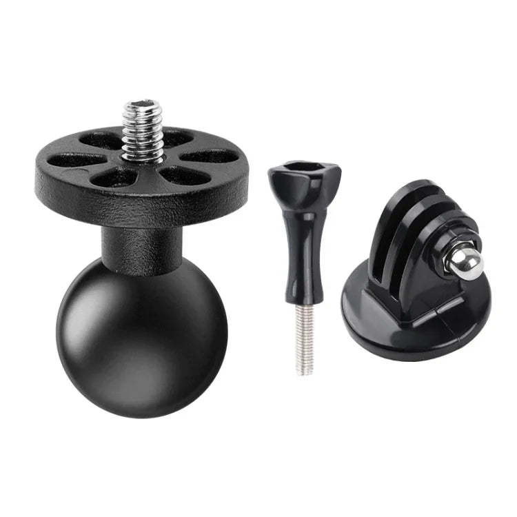 1/4-Zoll-Schraube, 25-mm-Kugelkopf, Motorrad-Festhalterung mit Stativadapter und Schraube für GoPro, Insta360, DJI und andere Action-Kameras, 1/4-Zoll-Schraube, 25-mm-Kugelkopf