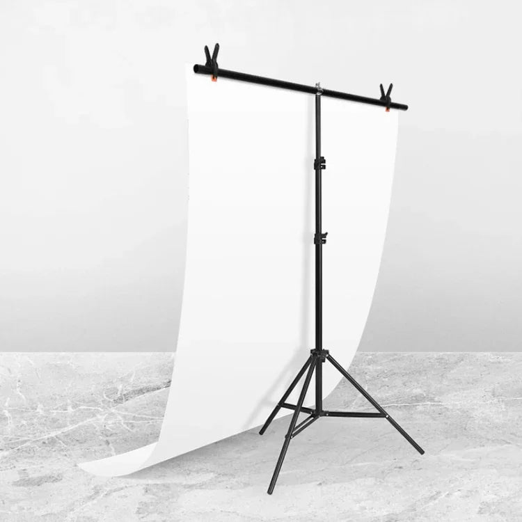 100 x 200 cm T-förmiges Fotostudio-Hintergrundständer-Set mit Querstange und Klemmen, ohne Hintergrund, 100 x 200 cm
