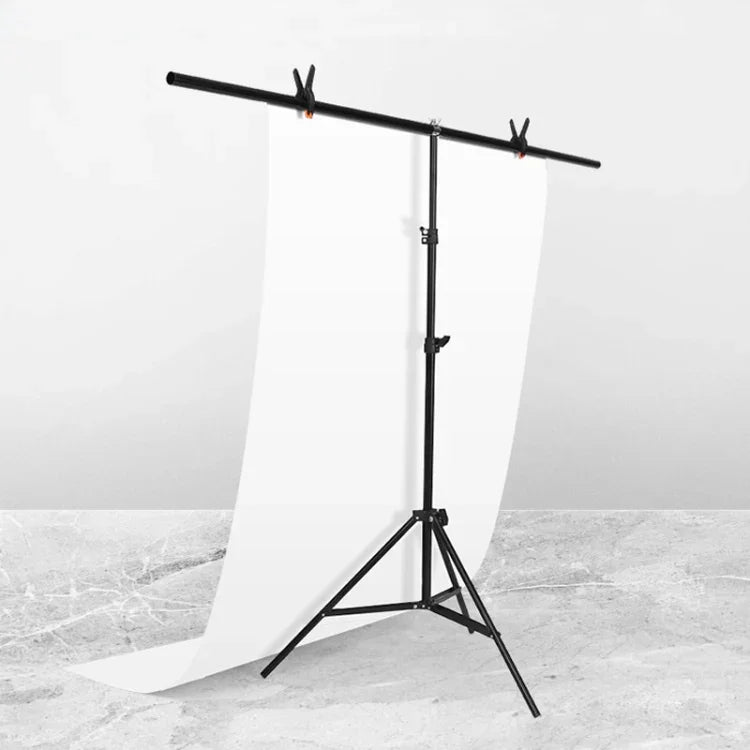 150 x 200 cm T-förmiges Fotostudio-Hintergrundständer-Set mit Querstange und Klemmen, ohne Hintergrund, 150 x 200 cm