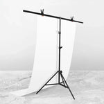 150 x 200 cm T-förmiges Fotostudio-Hintergrundständer-Set mit Querstange und Klemmen, ohne Hintergrund, 150 x 200 cm