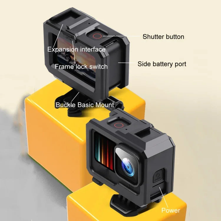 Schutzhülle mit ABS-Kunststoffrahmen für GoPro HERO10 Black / HERO9 Black, inklusive Schnalle und Schraube