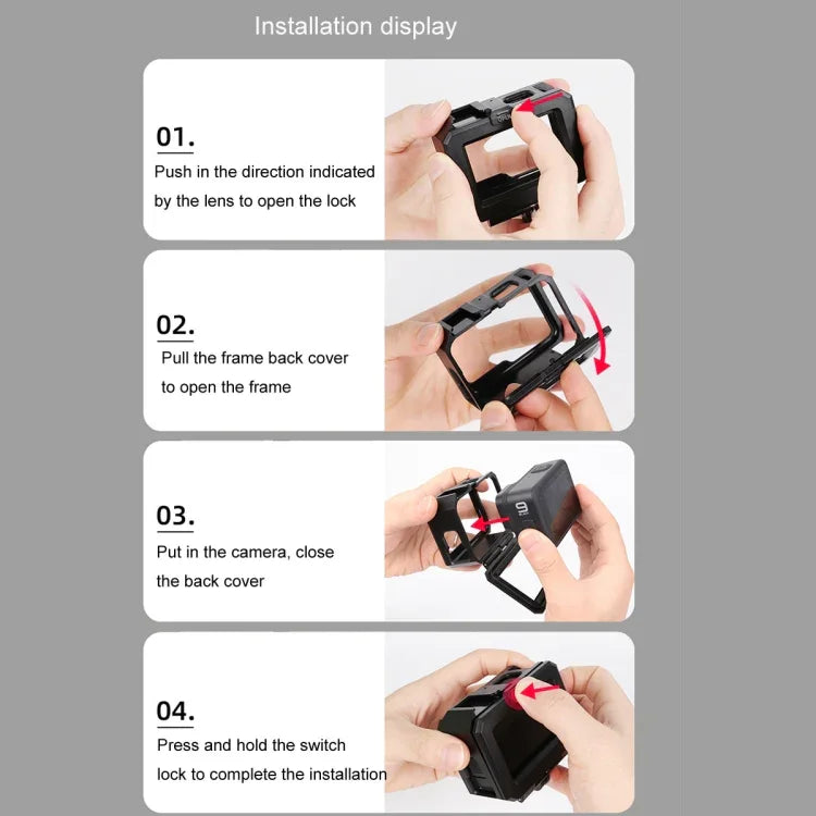 Schutzhülle mit ABS-Kunststoffrahmen für GoPro HERO10 Black / HERO9 Black, inklusive Schnalle und Schraube