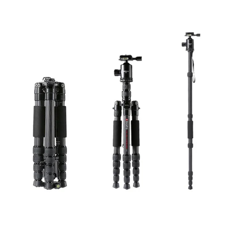 TRIOPO T259G+Q2 Verstellbares, tragbares Stativ aus Kohlefaser mit Q-2 Kugelkopf für Spiegelreflexkameras, T259G+Q2