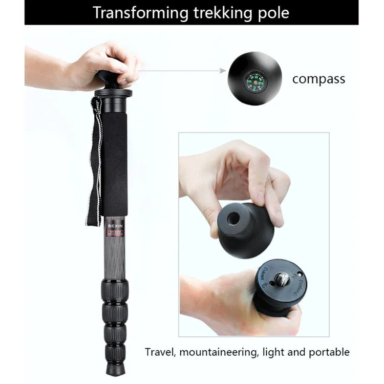 BEXIN MCS285 Tragbarer Reise-Outdoor-DSLR-Kamera-Einbeinstativhalter aus Kohlefaser, MCS285