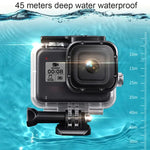 For GoPro HERO8 Black 45m Waterproof Housing Protective Case with Buckle Basic Mount & Screw & (Purple, Red, Pink) Filters & Floating Bobber Grip & Strap & Anti-Fog Inserts, Black HERO8 Case+Filters
