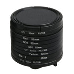Professioneller 52-mm-Objektivfilter (CPL + UV + ND8 + ND2 + Star 8 + Rot + Gelb + FLD/Lila) &amp; wasserdichter Gehäuseadapterring, 10-in-1