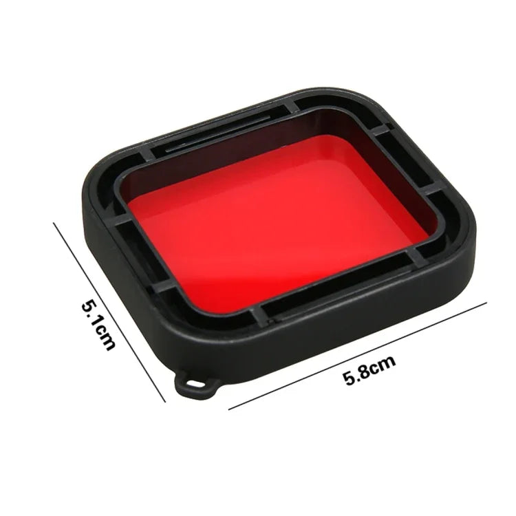 Schutzhülle für GoPro HERO5 (30 m wasserdicht) aus PC &amp; ABS + Rotes Quadratfilter für Kameraobjektiv mit Schnallenbefestigung, langer Schraube und Anti-Verlust-Handschlaufe, Schutzhülle + Filter