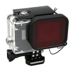 Schutzhülle für GoPro HERO5 (30 m wasserdicht) aus PC &amp; ABS + Rotes Quadratfilter für Kameraobjektiv mit Schnallenbefestigung, langer Schraube und Anti-Verlust-Handschlaufe, Schutzhülle + Filter