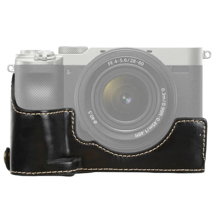 Halbtasche aus PU-Leder mit 1/4-Zoll-Gewinde für Sony ILCE-7C/A7C