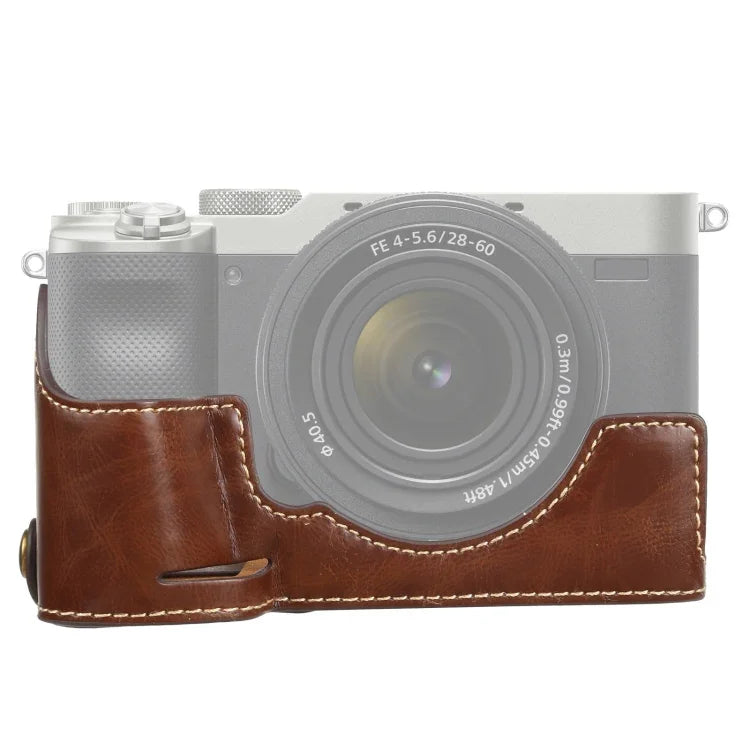 Halbtasche aus PU-Leder mit 1/4-Zoll-Gewinde für Sony ILCE-7C/A7C