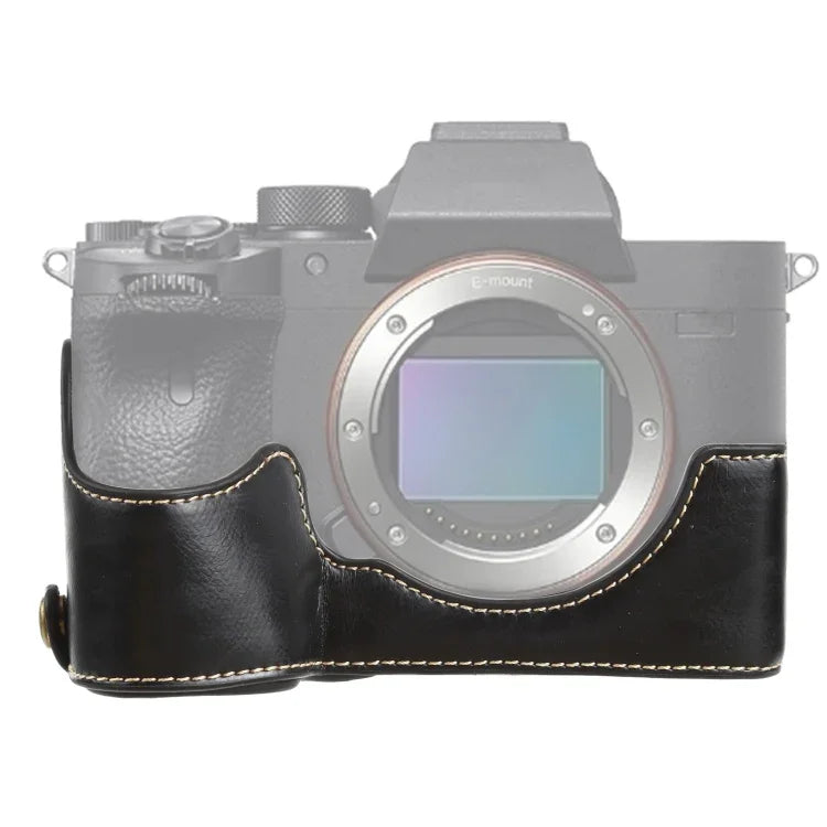 Halbtasche aus PU-Leder mit 1/4-Zoll-Gewinde für Sony ILCE-7RM4 / A7RM4 / A7R IV, passend für Sony ILCE-7RM4