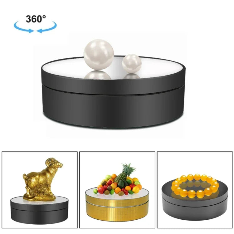 12 cm großer, 360° drehbarer Drehteller mit Spiegel, elektrischer Präsentationsständer, ideal für Videoaufnahmen, Tragkraft: 3 kg, 12 cm Spiegel, schwarz, 12 cm Spiegel, weiß