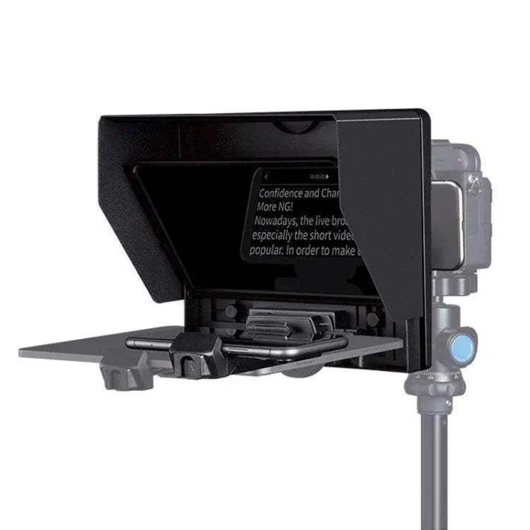 FEELWORLD TP10 Tragbarer 10-Zoll-Falt-Teleprompter mit Fernbedienung und Objektivadapterring für Smartphones/Tablets unter 10 Zoll, TP10