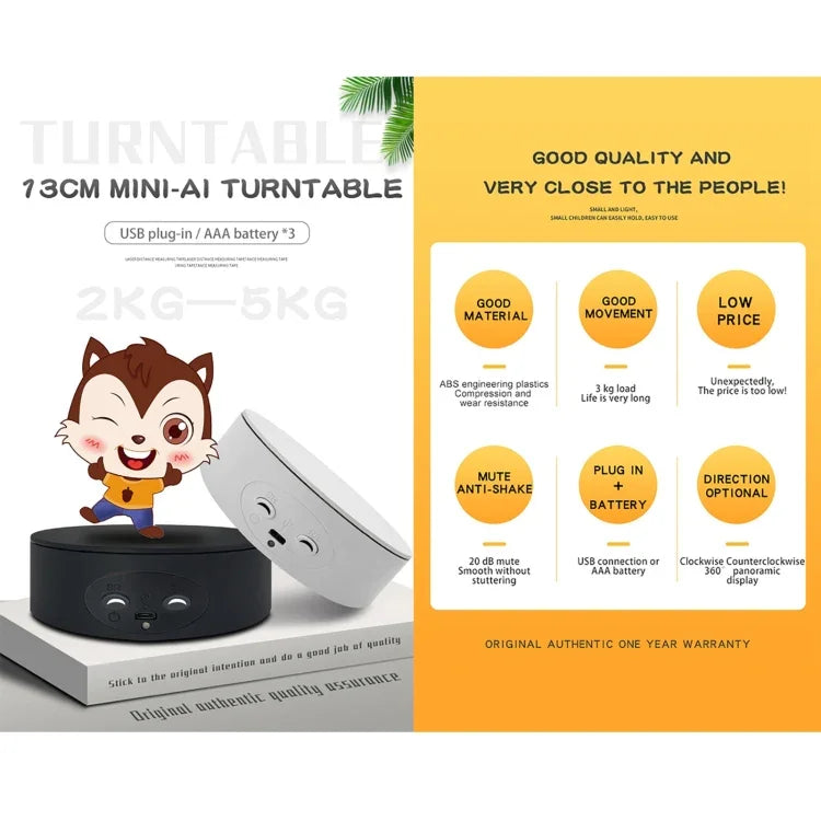 13 cm Xiaoai Elektrischer Drehteller, Präsentationsständer, Requisite für Videoaufnahmen, Drehteller, 13 cm