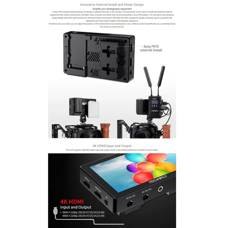 FEELWORLD LUT5 5,5 Zoll Ultraheller 3000-Nit-Touchscreen-Feldmonitor für DSLR-Kameras, LUT5