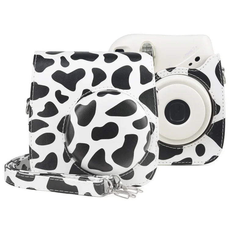 Milk Cow Ganzkörper-Kameratasche aus PU-Leder mit Tragegurt für FUJIFILM instax mini 7+, Milk Cow