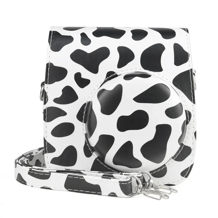 Milk Cow Ganzkörper-Kameratasche aus PU-Leder mit Tragegurt für FUJIFILM instax mini 7+, Milk Cow