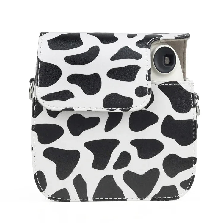 Milk Cow Ganzkörper-Kameratasche aus PU-Leder mit Tragegurt für FUJIFILM instax mini 7+, Milk Cow