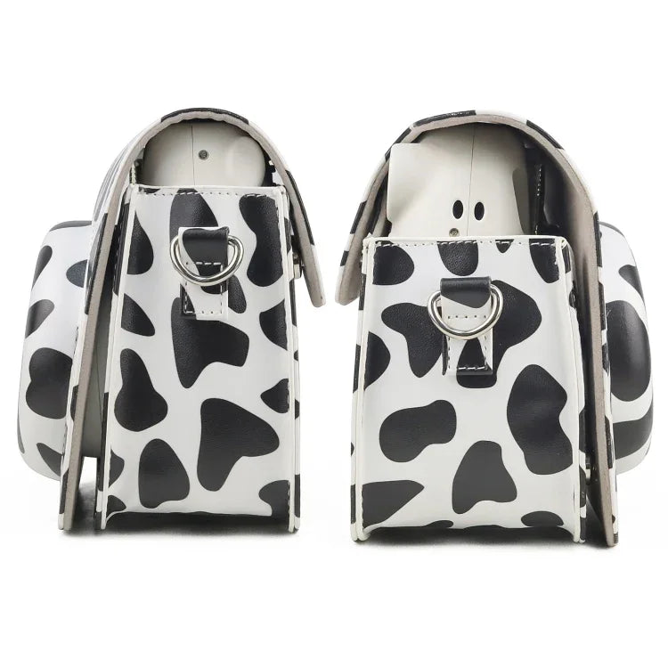 Milk Cow Ganzkörper-Kameratasche aus PU-Leder mit Tragegurt für FUJIFILM instax mini 7+, Milk Cow
