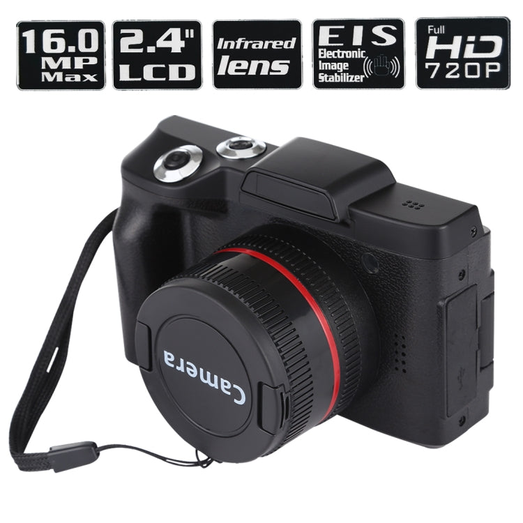 1,3 Megapixel Interpolation Klappbildschirm Wechselobjektiv Digitalkamera, 2,4 Zoll LCD, Full HD 720P Aufnahme, Infrarotobjektiv, EIS, Schwarz, Weiß