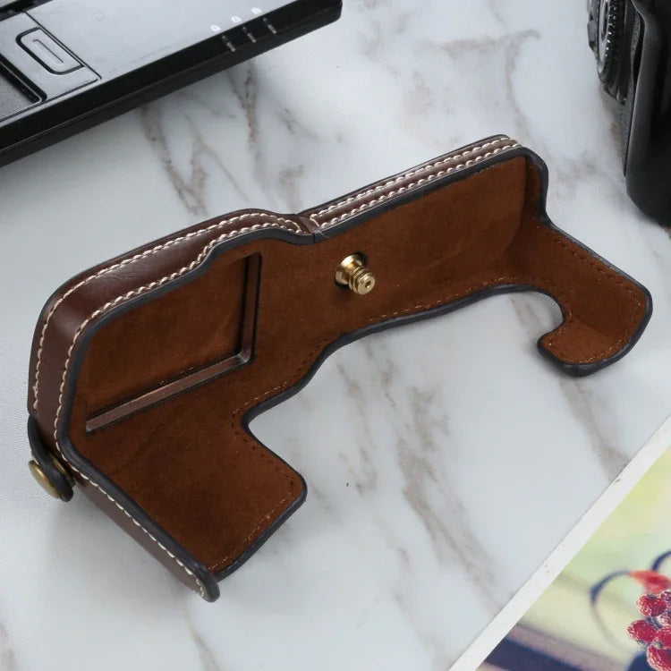 Halbtasche aus PU-Leder mit 1/4-Zoll-Gewinde für FUJIFILM X-T3/X-T2, für FUJIFILM X-T3