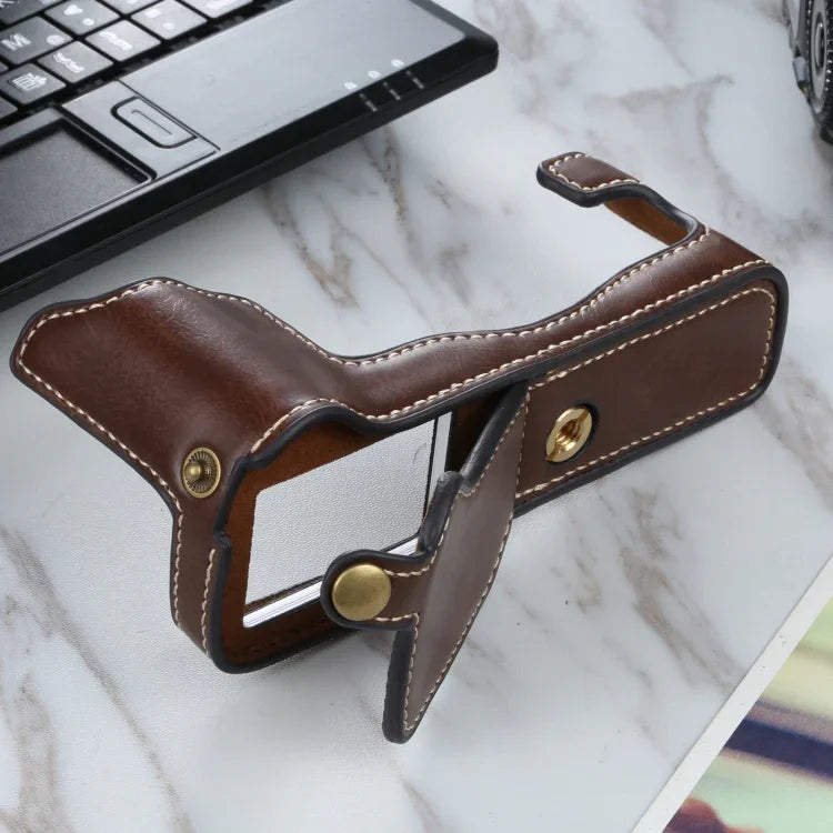 Halbtasche aus PU-Leder mit 1/4-Zoll-Gewinde für FUJIFILM X-T3/X-T2, für FUJIFILM X-T3