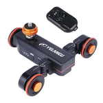 YELANGU L4X Kamerawagen II Elektrischer Schienenslider mit 3 Rädern, inklusive Fernbedienung für DSLR-/Heimkameras, GoPro und Smartphones, Traglast: 3 kg, Schwarz