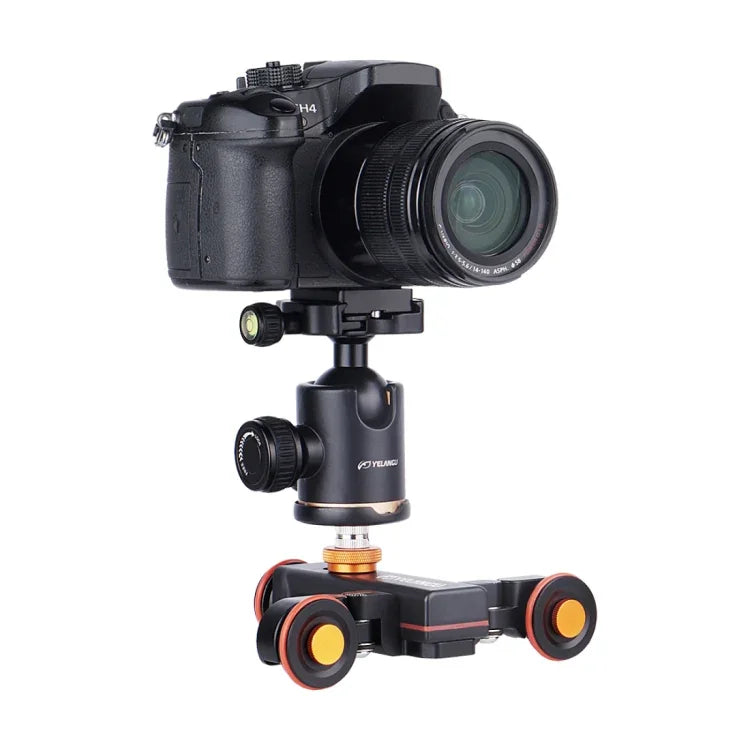 YELANGU L4X Kamerawagen II Elektrischer Schienenslider mit 3 Rädern, inklusive Fernbedienung für DSLR-/Heimkameras, GoPro und Smartphones, Traglast: 3 kg, Schwarz