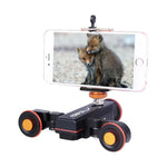 YELANGU L4X Kamerawagen II Elektrischer Schienenslider mit 3 Rädern, inklusive Fernbedienung für DSLR-/Heimkameras, GoPro und Smartphones, Traglast: 3 kg, Schwarz