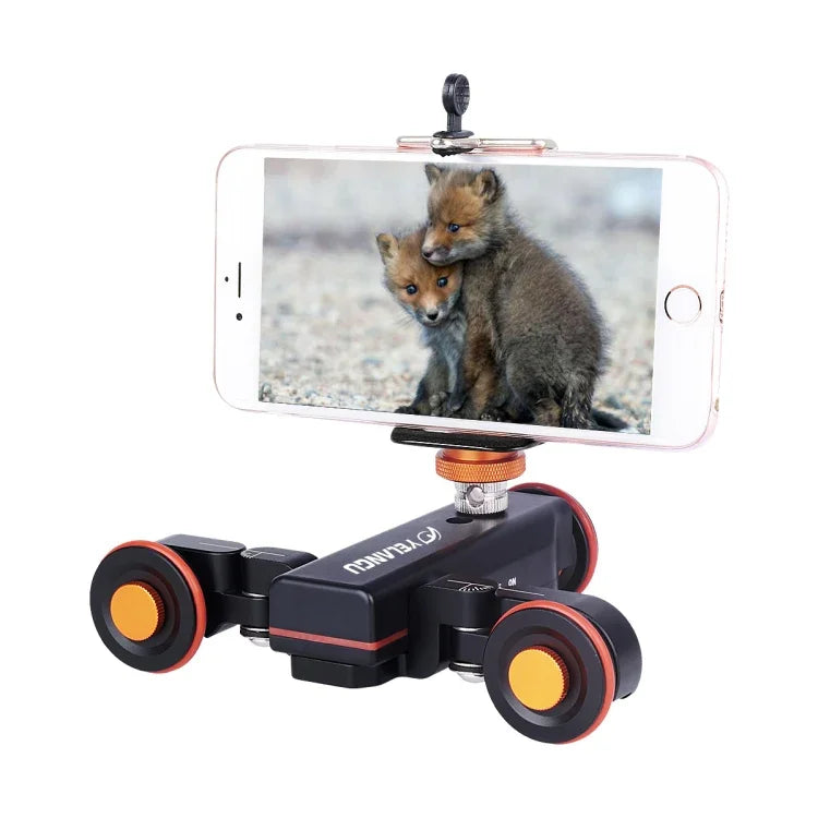 YELANGU L4X Kamerawagen II Elektrischer Schienenslider mit 3 Rädern, inklusive Fernbedienung für DSLR-/Heimkameras, GoPro und Smartphones, Traglast: 3 kg, Schwarz