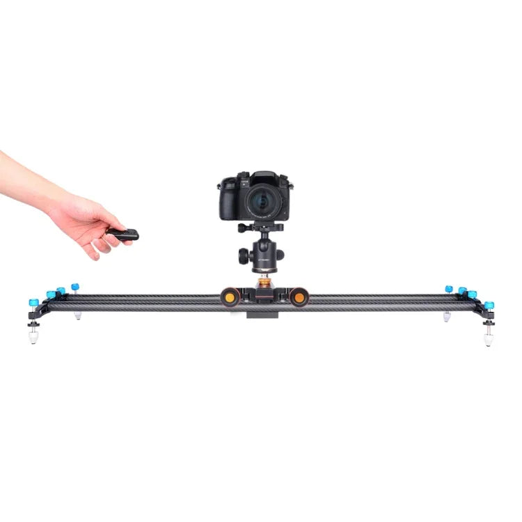 YELANGU L4X Kamerawagen II Elektrischer Schienenslider mit 3 Rädern, inklusive Fernbedienung für DSLR-/Heimkameras, GoPro und Smartphones, Traglast: 3 kg, Schwarz